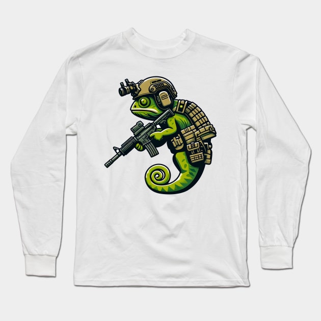 Tactical Cameleon Mastery Tee: Where Style Meets Stealth Long Sleeve T-Shirt by Rawlifegraphic